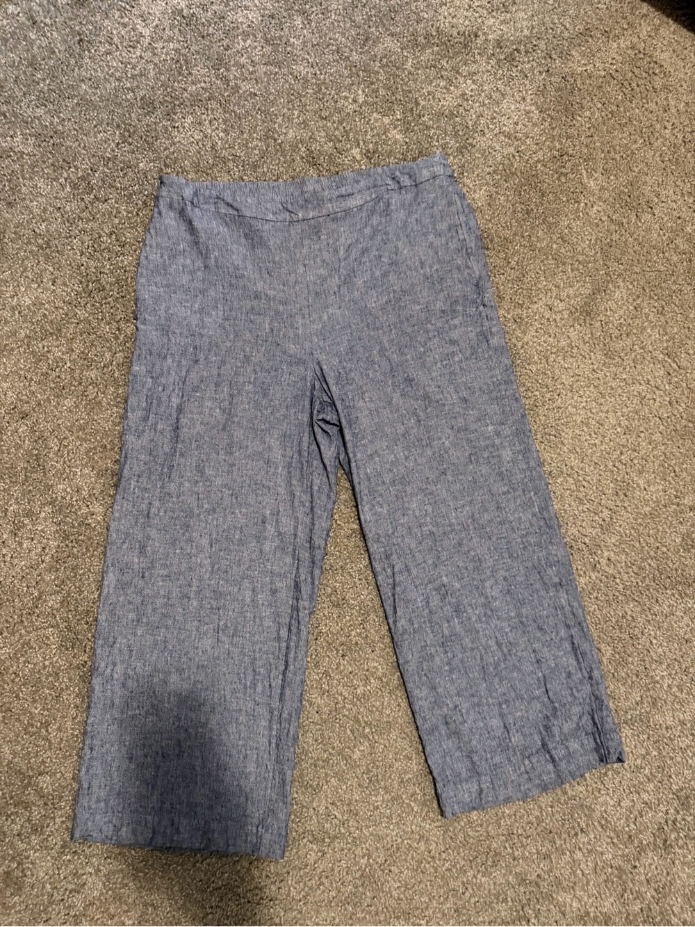 Chico's Women’s Chambray Blue Wide-Leg Pull-On Pants